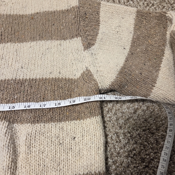 Avoca Ireland Wool Stripe Sweater Women's XL Long Sleeve Tan Brown Crew Neck - Picture 9 of 9